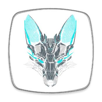 Mecha Fox - Square fridge magnet - white - Front
