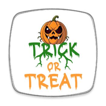 Halloween Trick or Treat Kürbis Spruch Horror - Viereckiger Kühlschrankmagnet - Weiß - Vorne