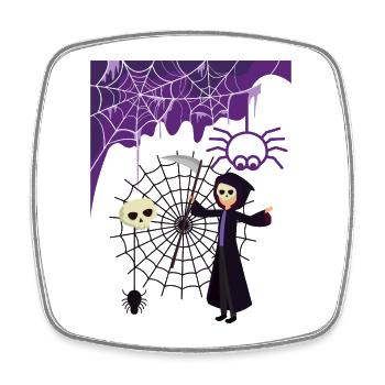 Grim Reaper im Spinnennetz - Viereckiger Kühlschrankmagnet - Weiß - Vorne