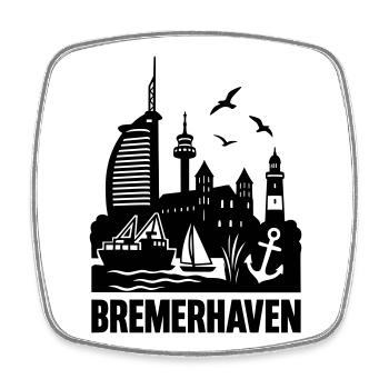 Bremerhaven Silhouette Skyline - Viereckiger Kühlschrankmagnet - Weiß - Vorne