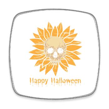 Sonnenblumen Schädel Halloween - Viereckiger Kühlschrankmagnet - Weiß - Vorne