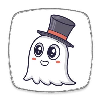 Schicker Ghost Zylinder - Viereckiger Kühlschrankmagnet - Weiß - Vorne