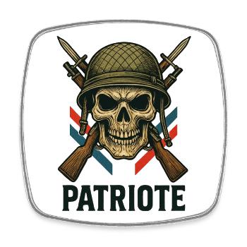 Frankreich - Patriot Militärhelm - Viereckiger Kühlschrankmagnet - Weiß - Vorne