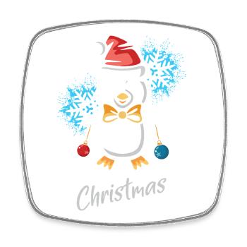 Pingouin de Noël avec flocons de neige - Magnet carré - blanc - Devant