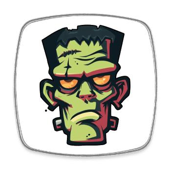 Halloween Zombie Kopf Zeichnung - Viereckiger Kühlschrankmagnet - Weiß - Vorne