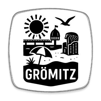 Grömitz Ostsee Urlaub - Viereckiger Kühlschrankmagnet - Weiß - Vorne