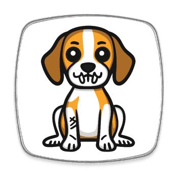 Beagle Hund Halloween Comic Lustig - Viereckiger Kühlschrankmagnet - Weiß - Vorne