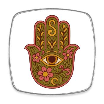 Hamsa Eye Floral Boho Kunstwerk - Viereckiger Kühlschrankmagnet - Weiß - Vorne