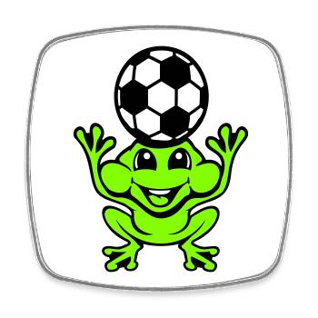 Frosch Fußball Kopfball Köpfer Ball Spielen Kröte - Viereckiger Kühlschrankmagnet - Weiß - Vorne