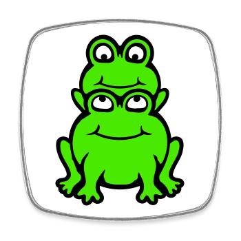 Grenouille Enfant Famille Papa Maman Piggyback Fête des Pères - Magnet carré - blanc - Devant
