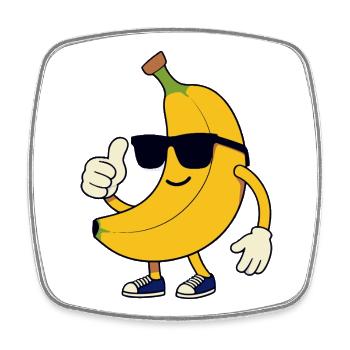 Banane chic lunettes thumbs up - Magnet carré - blanc - Devant