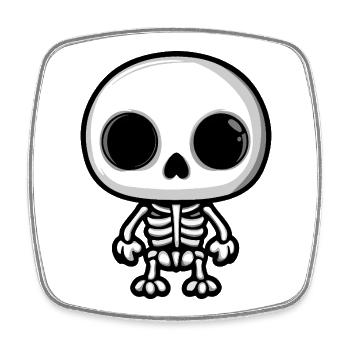 Skelett Halloween Comic - Viereckiger Kühlschrankmagnet - Weiß - Vorne