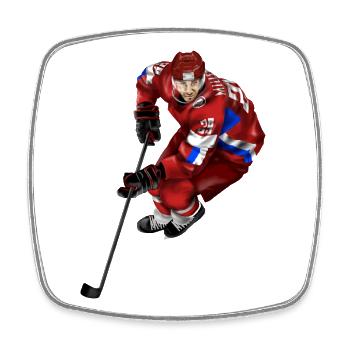 Combattant de hockey sur glace rouge - Magnet carré - blanc - Devant