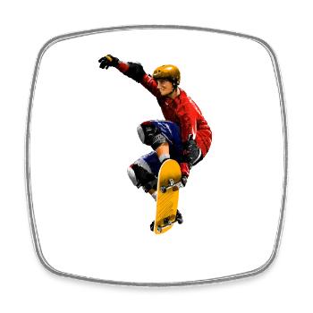 Skater Action Gelbes Board Artwork - Viereckiger Kühlschrankmagnet - Weiß - Vorne