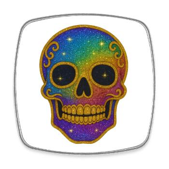 Rainbow Glitter Skull Halloween - Square fridge magnet - white - Front