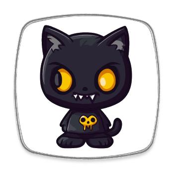 Katze Halloween Lustig Comic - Viereckiger Kühlschrankmagnet - Weiß - Vorne