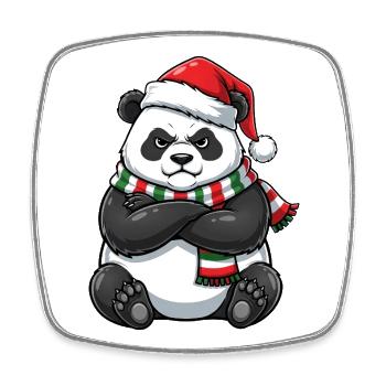Grumpy Panda Weihnachtsmann Weihnachtsmütze  - Magnet carré - blanc - Devant