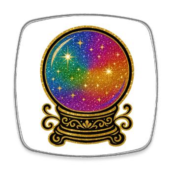 Regenbogen Kristallkugel Glamour | Glaskugel - Viereckiger Kühlschrankmagnet - Weiß - Vorne