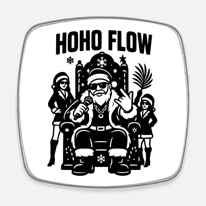 Santa Ho Ho Flow Rap - Magnet carré - blanc