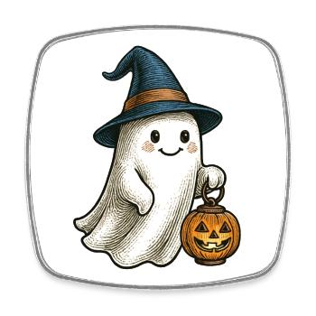 Cute Halloween Ghost for Kids - Square fridge magnet - white - Front
