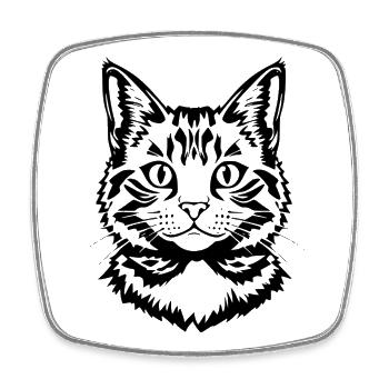 Cat Black Black Cat Cat Head - Square fridge magnet - white - Front