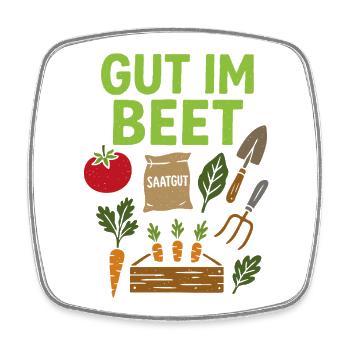 Good in the Bed - Saying Vegetables, Garden, Fruit, Flowers - Square fridge magnet - white - Front