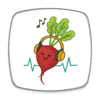 Beet Beats and Headphones - Square fridge magnet - white - Front