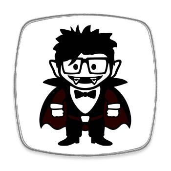 Lustiger Nerd Vampir mit Brille und Fliege - Viereckiger Kühlschrankmagnet - Weiß - Vorne