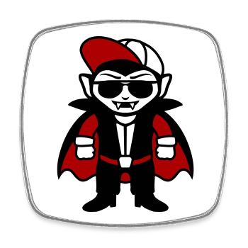 Cool vampire cartoon with sunglasses and cap - Square fridge magnet - white - Front