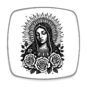 Dunkle Maria mit Rosenkranz - Viereckiger Kühlschrankmagnet - Weiß - Vorne