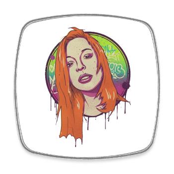 Fille de mon quartier - Portrait Graffiti - Magnet carré - blanc - Devant