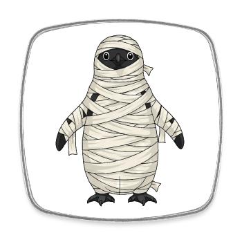Funny Penguin Halloween Monster Mummy Cartoon - Square fridge magnet - white - Front