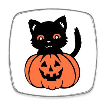 Halloween Chat Noir Citrouille Automne Effrayant Effrayant - Magnet carré - blanc - Devant