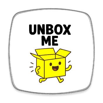 Fröhliche Box Charakter Illustration - Viereckiger Kühlschrankmagnet - Weiß - Vorne