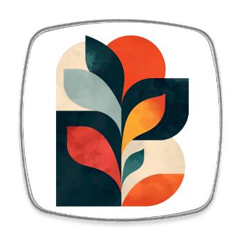 Abstrakte botanische Collage - Moderne geometrische Kunst - Viereckiger Kühlschrankmagnet - Weiß - Vorne