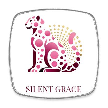 Silent Grace – Elegant Pink Cat Design with Golden - Square fridge magnet - white - Front