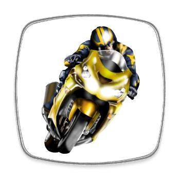 Coureur sur machine jaune - Magnet carré - blanc - Devant
