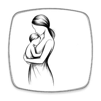 Black and White Mother-Child Silhouette - Square fridge magnet - white - Front
