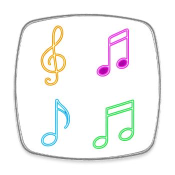 Neon Sheet Music – Music Vibes - Square fridge magnet - white - Front