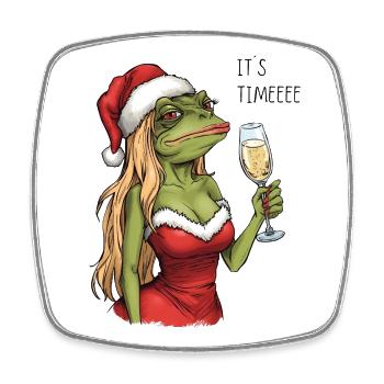 Funny Christmas Frog It’s Time Design - Viereckiger Kühlschrankmagnet - Weiß - Vorne