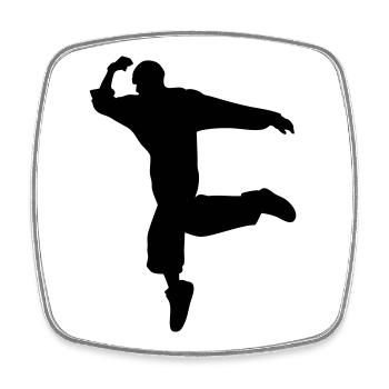 Silhouette B-Boy – Mouvement de breakdance - Magnet carré - blanc - Devant
