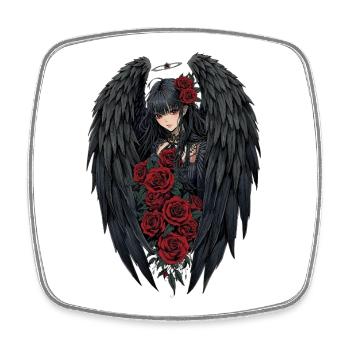 Nachtengel Rosenflügel - Viereckiger Kühlschrankmagnet - Weiß - Vorne