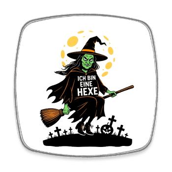 Witch Costume Halloween Carnival Creepy Broom Moon - Square fridge magnet - white - Front