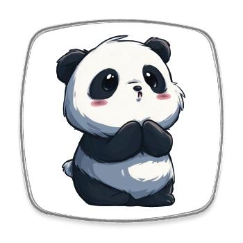 Innocent cute panda, adorable for lovers - Square fridge magnet - white - Front