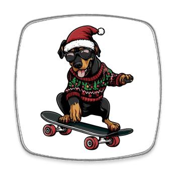 Dobermann Hund Weihnachten Lustig - Viereckiger Kühlschrankmagnet - Weiß - Vorne