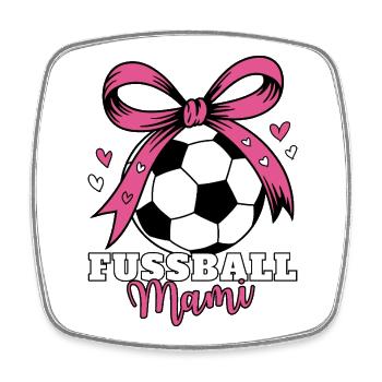 Fußball Mami Pink Schleife - Viereckiger Kühlschrankmagnet - Weiß - Vorne