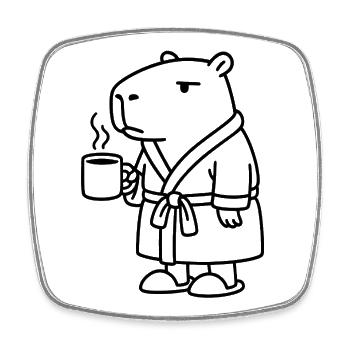 Capybara en robe de chambre Café - Magnet carré - blanc - Devant
