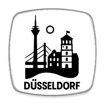 Dusseldorf Landmark Silhouette - Square fridge magnet - white - Front