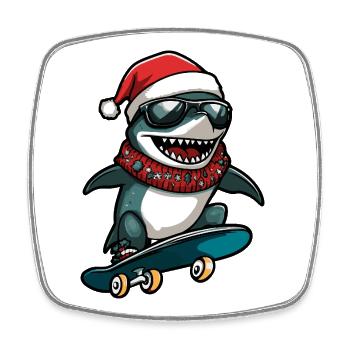 requin Noël drôle - Magnet carré - blanc - Devant