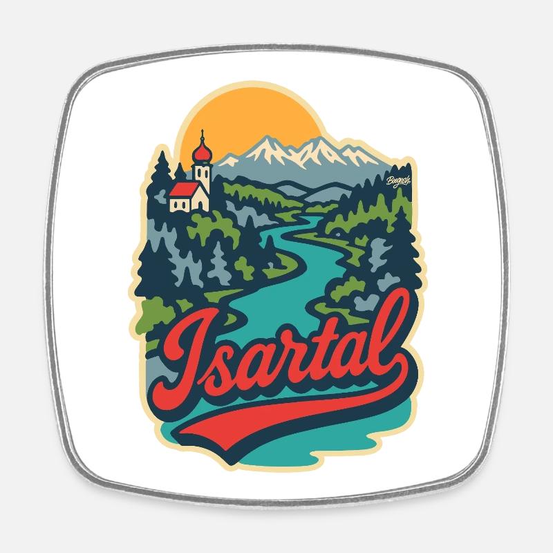 Isar Valley in Upper Bavaria - Square fridge magnet - white